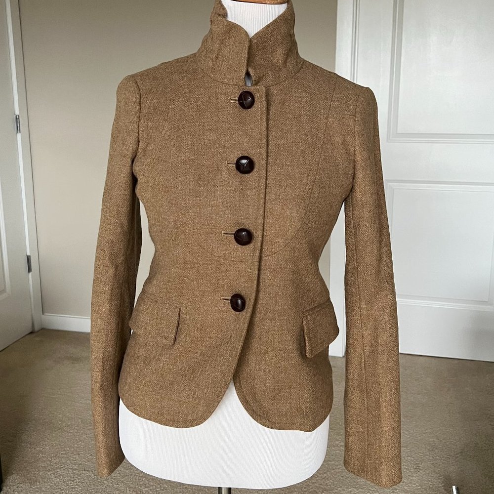 J.Crew 100% Wool Bella Jacket Blazer- Size 0 - Color Tan